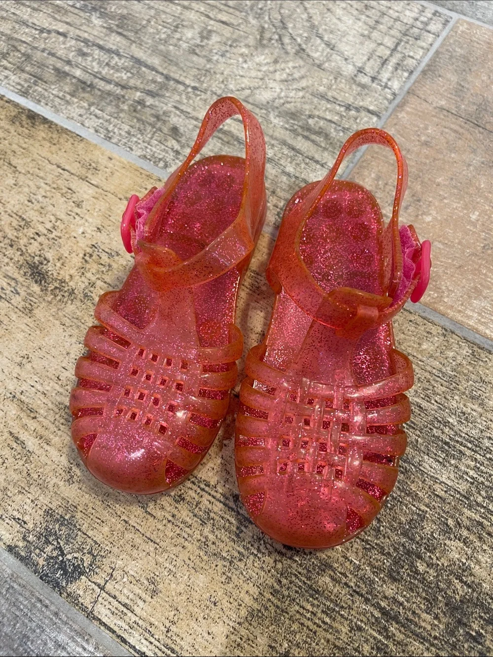 Girls Pink Sparkle Jelly Sandals Size 9/10 L
